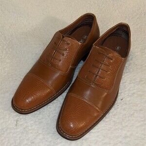 Ferro ALDO (Sam) Men's Lace Up Wingtip Oxford Dress Shoes Cognac Leather Sz 9